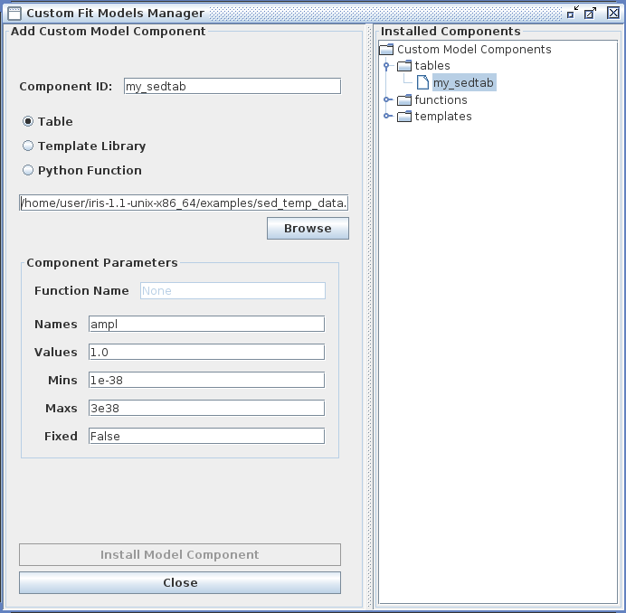 Defining a table model
